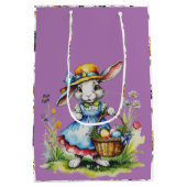 Charmant Paarse  Meisje Paashaas Medium Cadeauzakje (Achterkant)