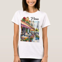 Charmant Paris Cafe Schilderachtig T-shirt
