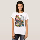 Charmant Paris Cafe Schilderachtig T-shirt (Voorkant volledig)
