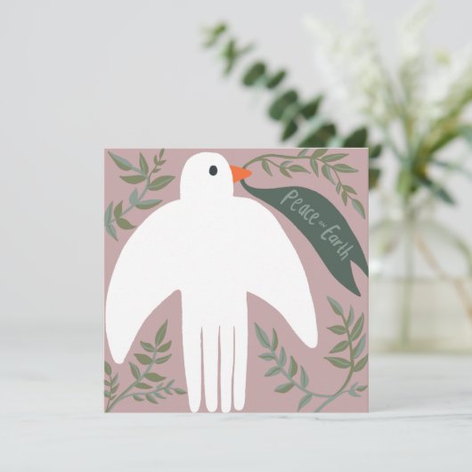 Charmant Peace Dove Christmas Xmas vakantie Roos (Staand voorkant)