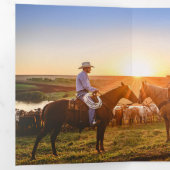 Charmant penseel script foto bruiloft drieluik uitnodiging (Binnenzijde eerst)