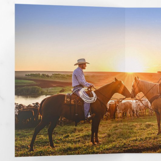 Charmant penseel script foto bruiloft drieluik uitnodiging (Binnenzijde eerst)