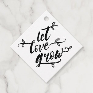 Charmant penseelscript laat liefde groeien bedankjes labels