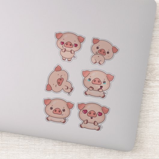 Charmant Piggy voor kinderen en ambachtsliefhebber Sticker (Detail)