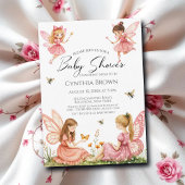 Charmant Pink Fairies Woodland Baby shower Kaart