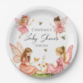 Charmant Pink Fairies Woodland Baby shower Papieren Bordje (Voorkant)