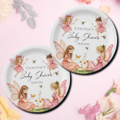 Charmant Pink Fairies Woodland Baby shower Papieren Bordje