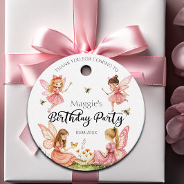 Charmant Pink Fairies Woodland verjaardagsfeestje Bedankjes Labels