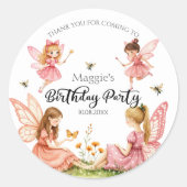 Charmant Pink Fairies Woodland verjaardagsfeestje Ronde Sticker (Voorkant)