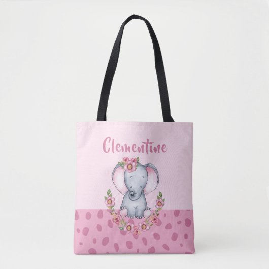 Charmant-PInk Floral Animal Print Tote Bag (Voorkant)