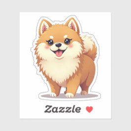 Charmant Pommeranian, Kawaii Delight, klein Sticker