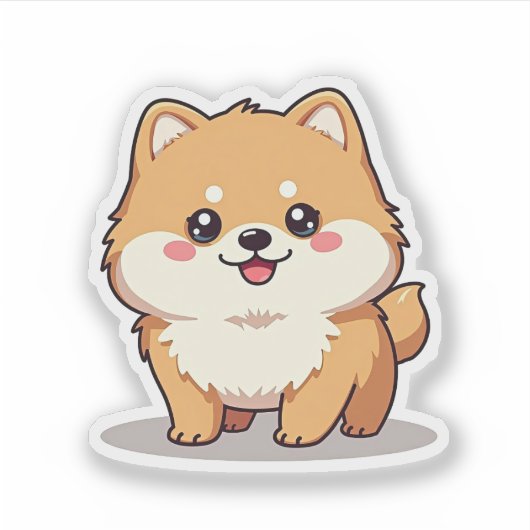 Charmant Pommeranian, Kawaii Whimsy, klein Sticker (Voorkant)