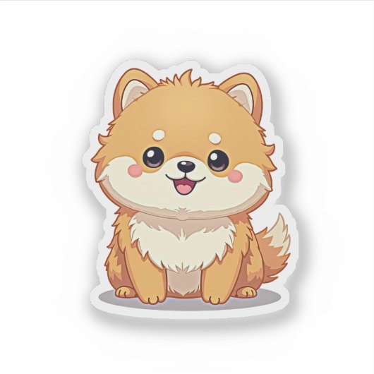 Charmant Pommeranian, pluizig genot, klein Sticker (Voorkant)