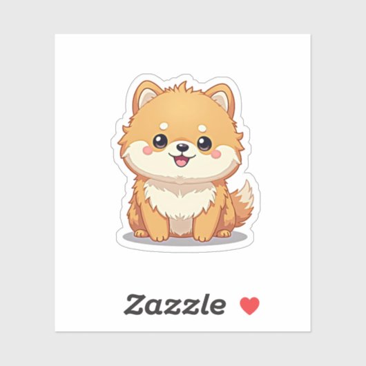 Charmant Pommeranian, pluizig genot, klein Sticker (Vel)