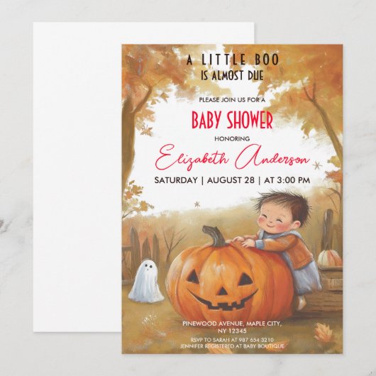 Charmant pompoen Halloween Baby shower Kaart (Voorkant / Achterkant)