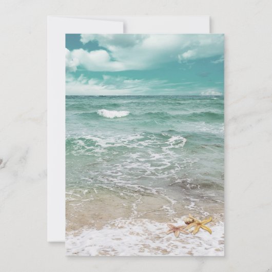 Charmant Reizen Strand Bestemming Starfish Bruilof Kaart (Achterkant)