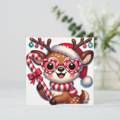 Charmant rendier met Ornamenten en snoepriet Feestdagenkaart (Staand voorkant)