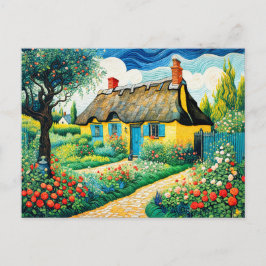 Charmant rieten huisje met weelderige tuin feestdagenkaart