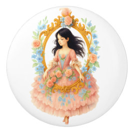 Charmant Romantisch  Meisje Bloemen Lijst Keramische Knop