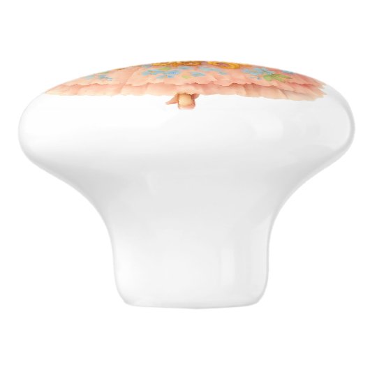 Charmant Romantisch  Meisje Bloemen Lijst Keramische Knop (Zijkant)