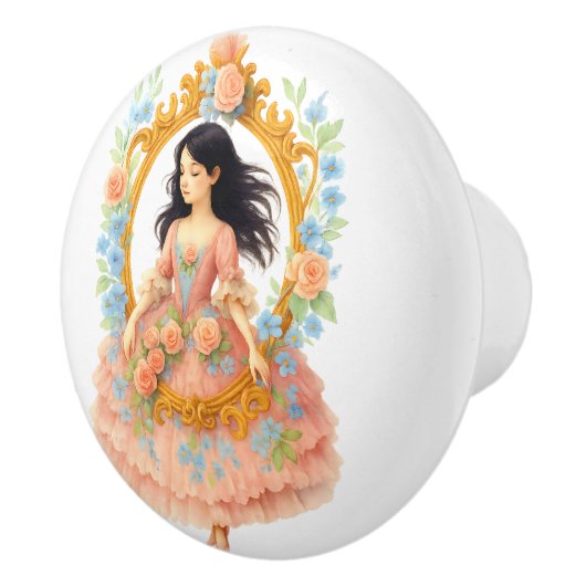 Charmant Romantisch  Meisje Bloemen Lijst Keramische Knop (Rechts)