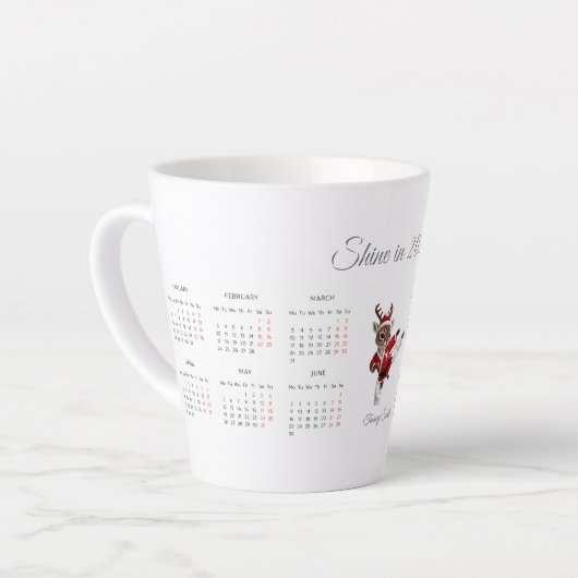 Charmant Rood Rendier 2025 aangepaste kalender Latte Mok (Linkerhoek)