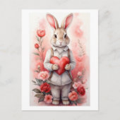 Charmant Roos Tuin Bunny Easter Feestdagenkaart (Voorkant)