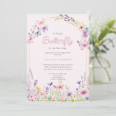 Charmant Roze Bloemen Vlinder Baby shower Kaart (Staand voorkant)