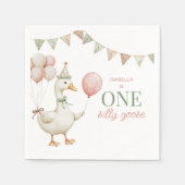 Charmant Roze Een Gekke Gans 1e Verjaardagsfeest Servet (Voorkant)