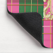 Charmant roze en groen geplakt monogram muismat (Hoek)
