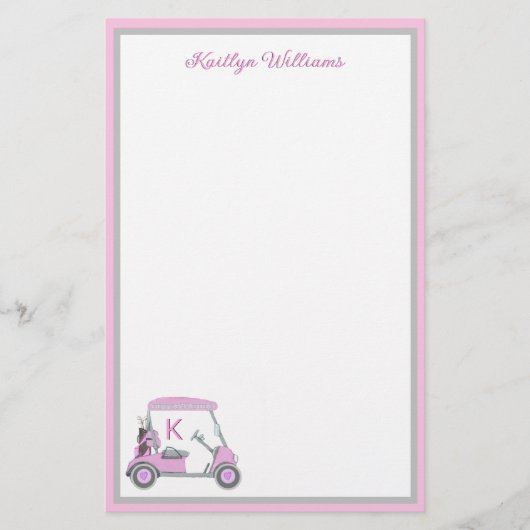 Charmant roze golfthema gepersonaliseerd briefpapi (Voorkant)
