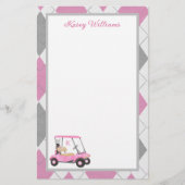 Charmant roze golfthema gepersonaliseerd briefpapi (Voorkant)