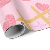 Charmant Roze Hart en Abstract Patroon Cadeaupapier (Rol Hoek)