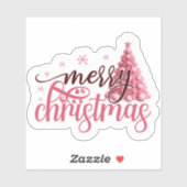 Charmant roze Kerst sticker (Vel)