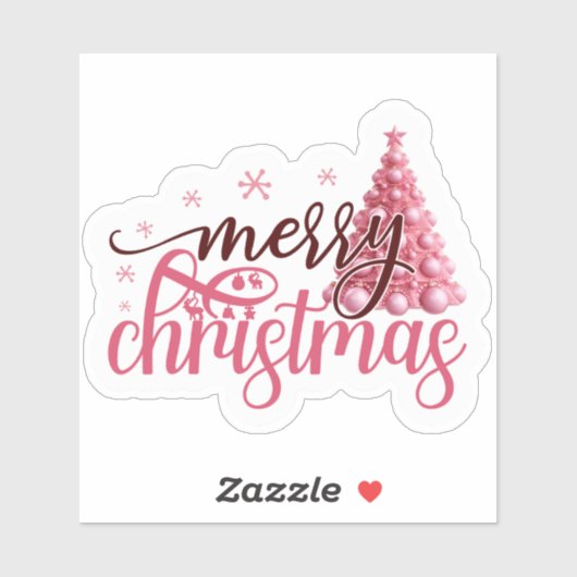 Charmant roze Kerst sticker (Vel)