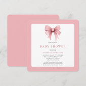 Charmant roze lint boog meisje Baby shower Kaart (Voorkant / Achterkant)