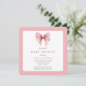 Charmant roze lint boog meisje Baby shower Kaart (Staand voorkant)