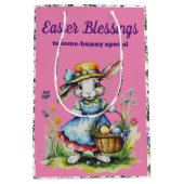 Charmant roze  meisje paashaas medium cadeauzakje (Voorkant)