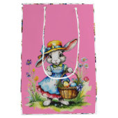 Charmant roze  meisje paashaas medium cadeauzakje (Achterkant)