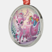 Charmant roze rendier kerstversiering metalen ornament (Links)