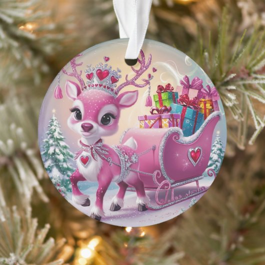 Charmant roze rendier kerstversiering ornament (Boom)