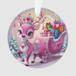 Charmant roze rendier kerstversiering ornament