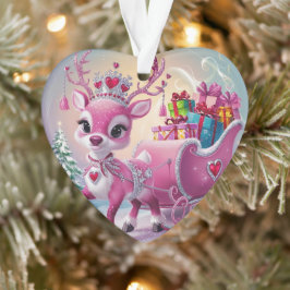 Charmant roze rendier kerstversiering ornament