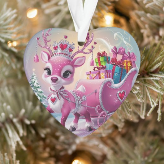 Charmant roze rendier kerstversiering ornament (Boom)