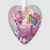 Charmant roze rendier kerstversiering ornament (voorkant)