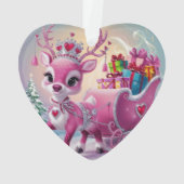 Charmant roze rendier kerstversiering ornament (achterkant)