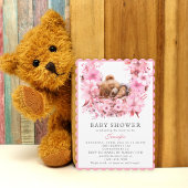 Charmant Roze Slapen Beer Baby shower Kaart