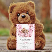 Charmant Roze Slapen Beer Baby shower Kaart