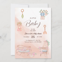Charmant Roze Waterverf Baby shower Invitation Kaart