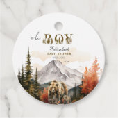 Charmant rustiek Beer bos "Oh Boy" Baby shower Bedankjes Labels (Voorkant)